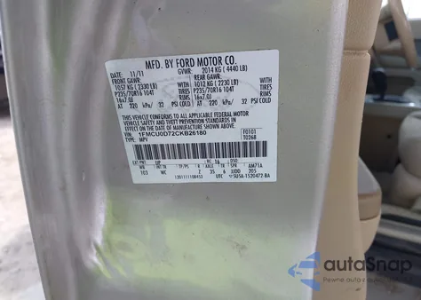 2012 Ford Escape Xlt из США, поврежденный, VIN 1FMCU0D72CKB26180